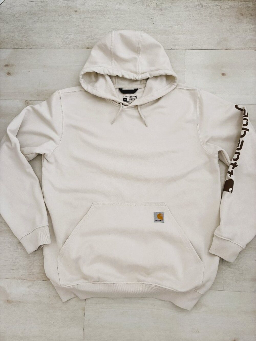 Carhartt K288 Loose Fit Midweight Sleeve Logo Hoodie Malt-Cream Men's Size M